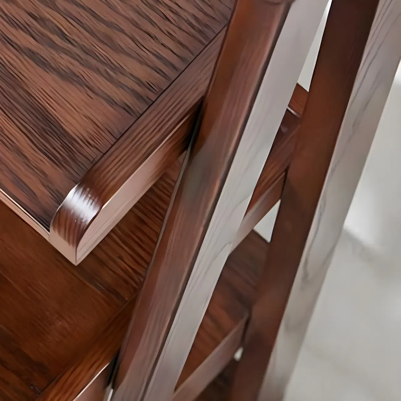 Narrow Wood Open Back Vertical Ladder Bookshelf