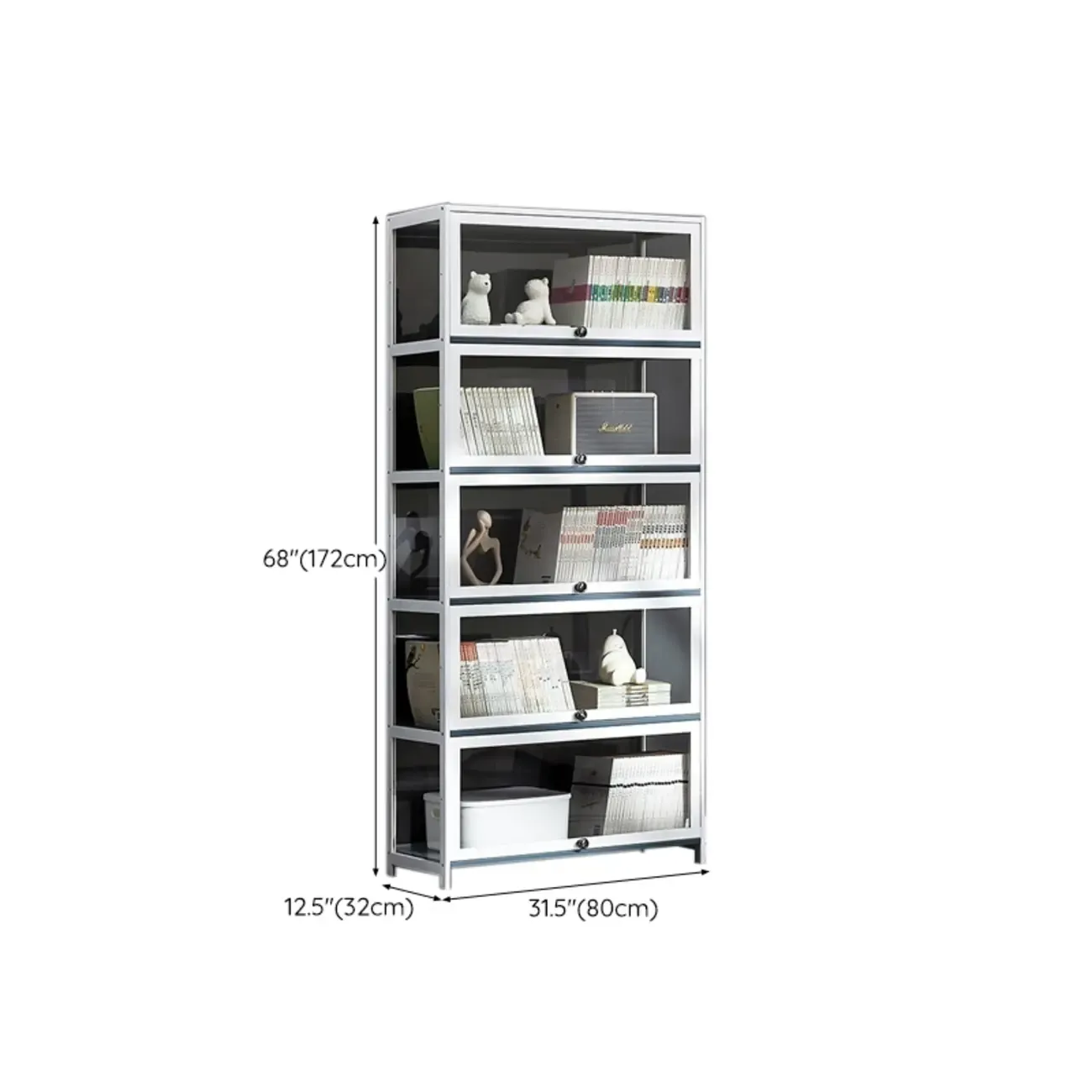 Modern White Bamboo Flip-Up Glass Display Cabinet