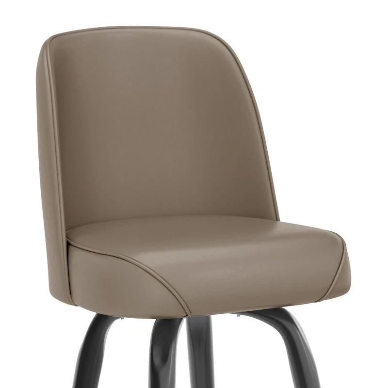 2 Pack Metal Barstool with Swivel Vinyl Upholstered Bucket Seat and Footrest - 18.5D x 18.5W x 42.5H