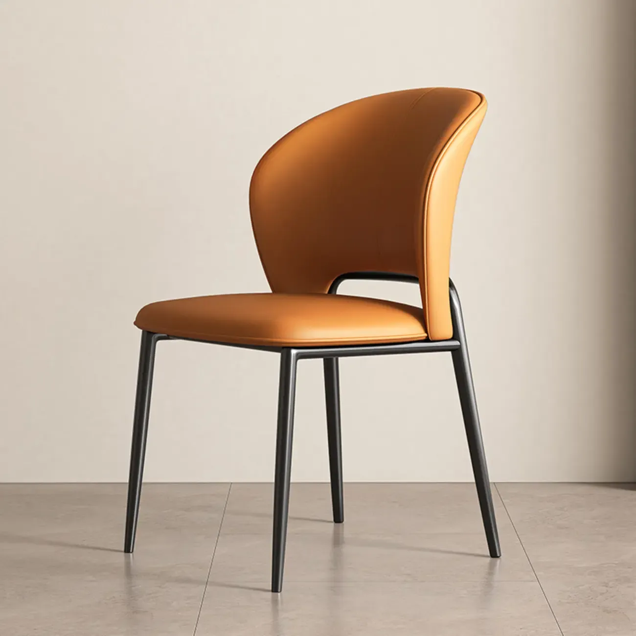 Modern Faux Leather Curved Low Back Dining Chair