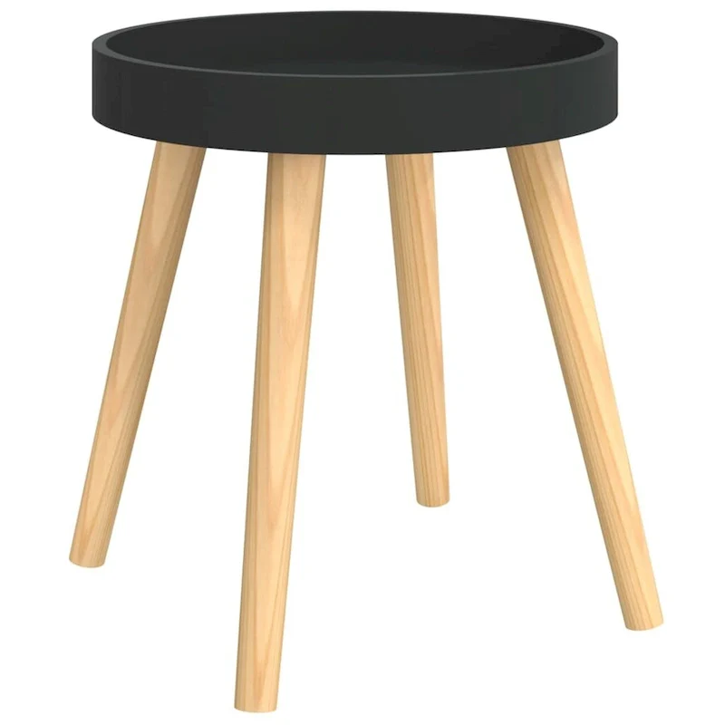 vidaXL Side Table Round End Coffee Table Engineered Wood and Solid Wood Pine - 15x15x15.7