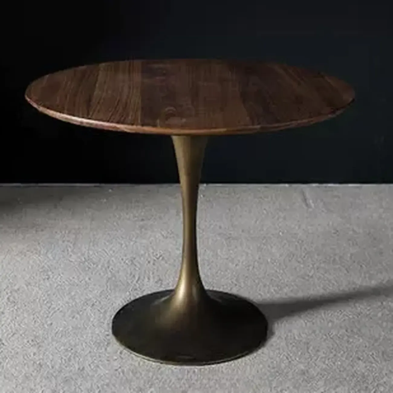Glam Brown Wood Round Dining Table