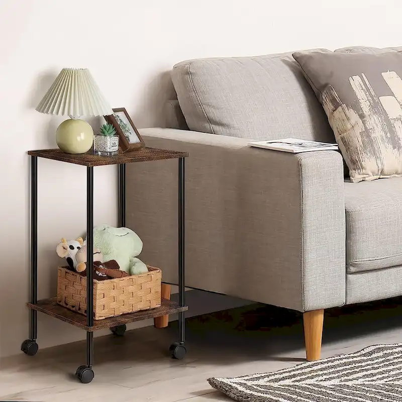 2-Tier Side Table with Wheels