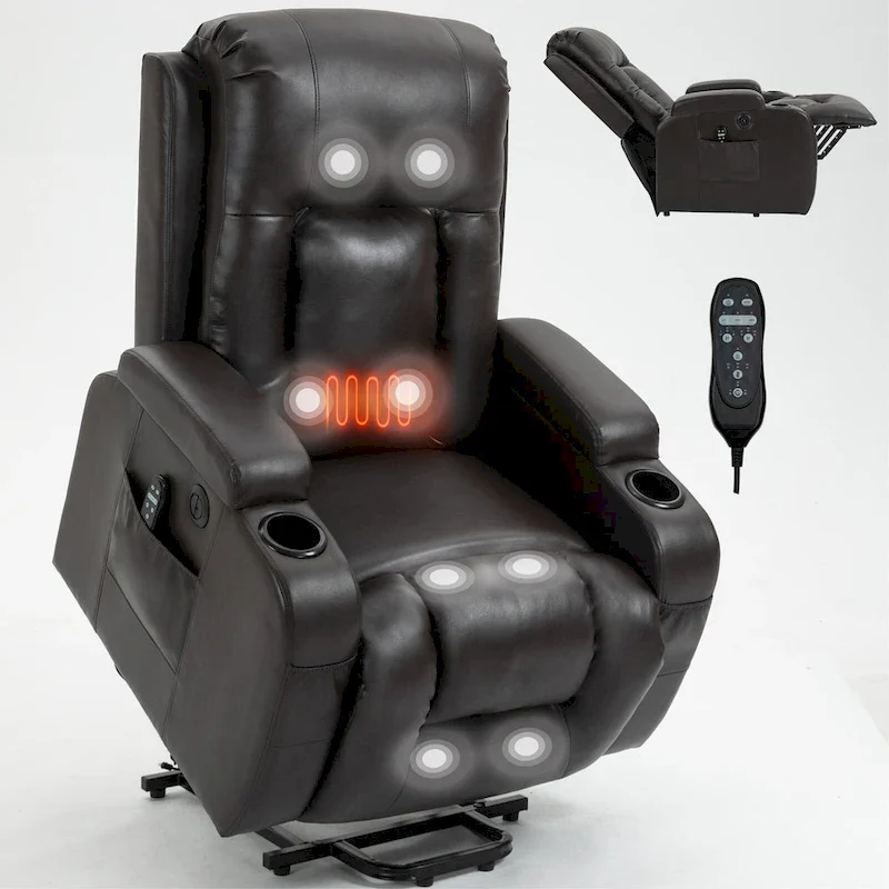 Black Power Lift Recliner with Massage, Heat & Heavy Duty Frame