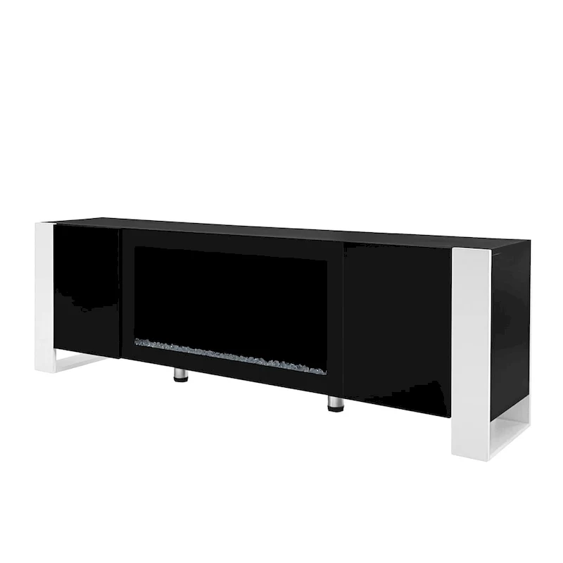 Modern TV Stand with 34.2 Non-heating Electric Fireplace and Cabinets