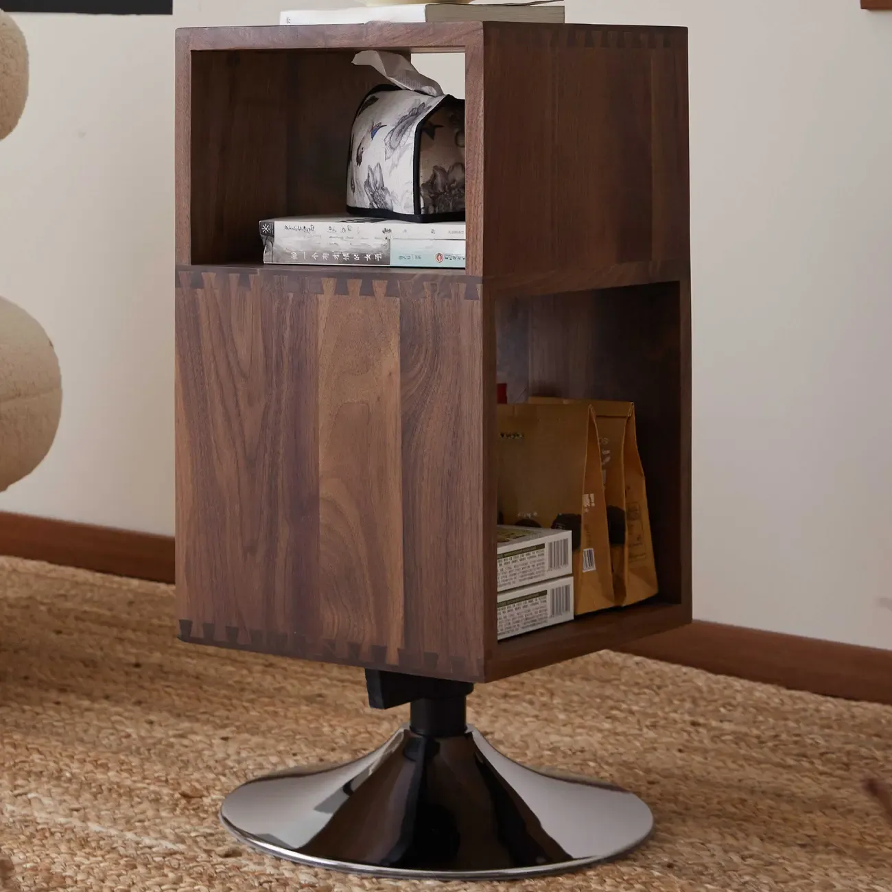 Timeless Rectangular Wooden 360¡ã Rotating Side Table