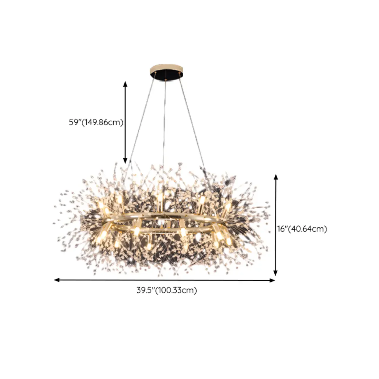 Modern Crystal Round Chandelier with Starburst Design
