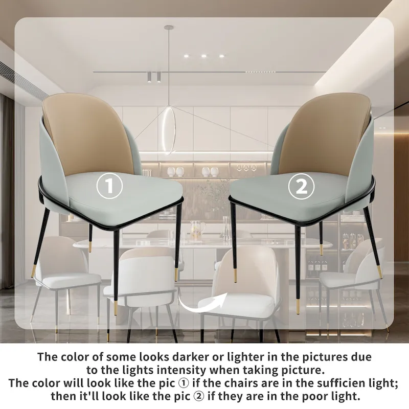 Set of 2 Microfiber Leather Upholstered Dining Chairs with Metal Legs - 20x21x32