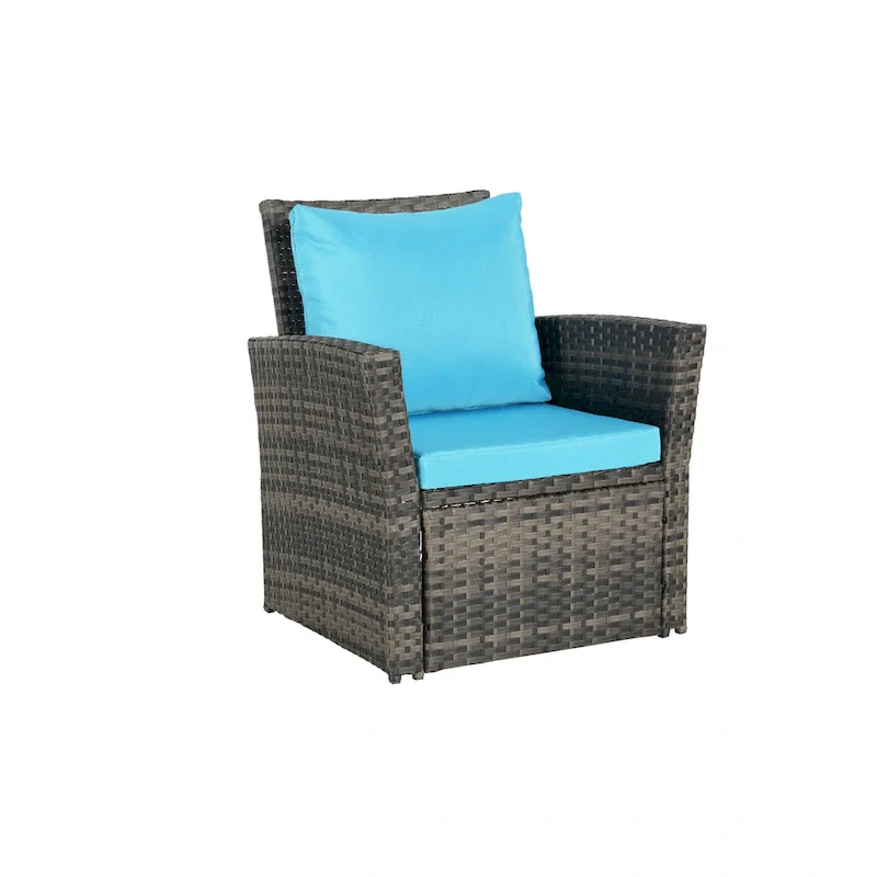 4-Piece Rattan Conversation Sofa Set with Glass Table