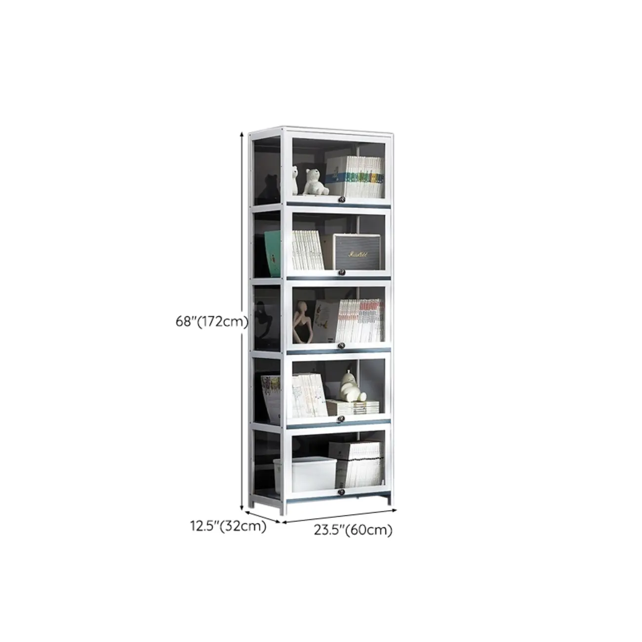 Modern White Bamboo Flip-Up Glass Display Cabinet