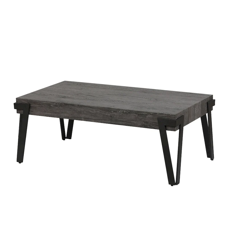 43-inch Industrial Wood and Metal Coffee Table - 17 H x 43.38 W x 24.5 D