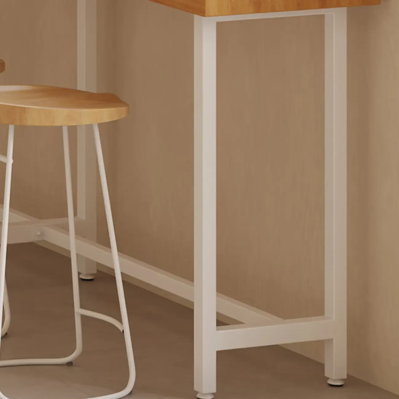 Natural Wooden Top Bar Table Metal Base with Footrest
