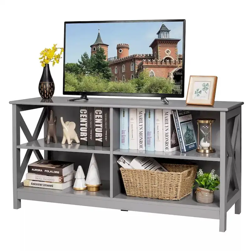 TV Stand Entertainment Media Center TV's 55 w/ Storage Shelves Gray - 47 inches in width