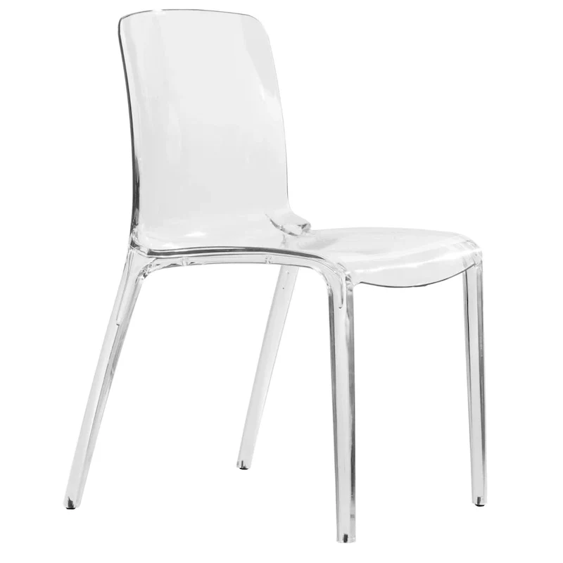 Stackable Acrylic Minimalist Plastic Dining Chair Modern Full Back Transparent Accent Side Chair for Dining Room & Kitchen