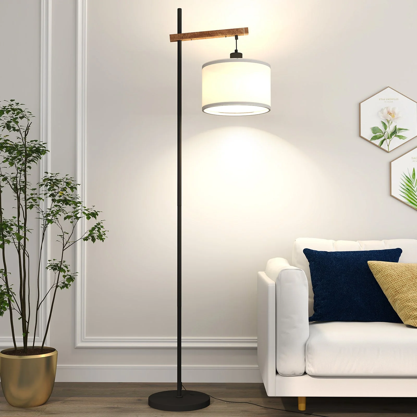 Classic Modern 61' Wood Arched Floor Lamp