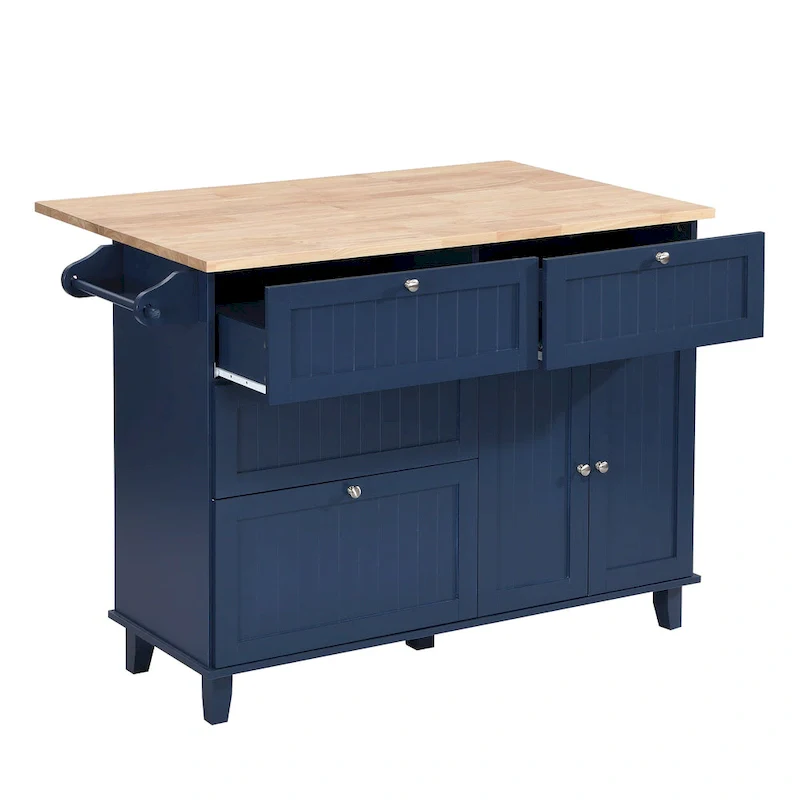 Kitchen Island Set with Drop Leaf and 2 Seatings