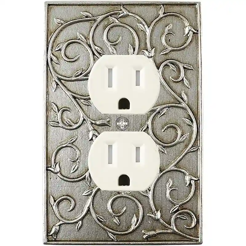 Meriville French Scroll Electrical Outlet Wall Plate Cover, Hand Painted
