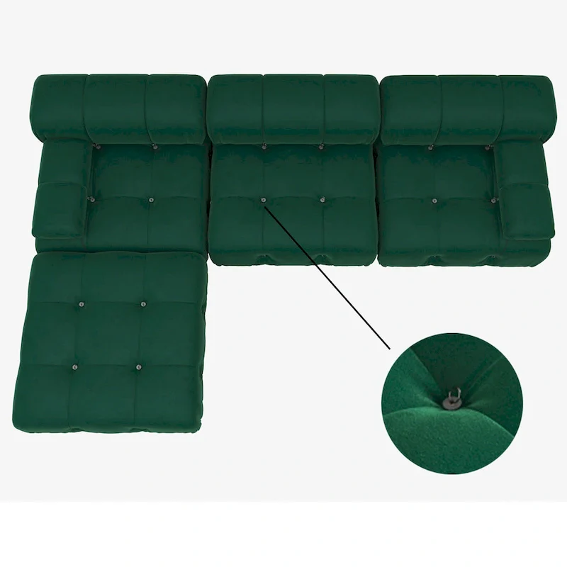 Modern Velvet Upholstered Large Modular Sectional Sofa