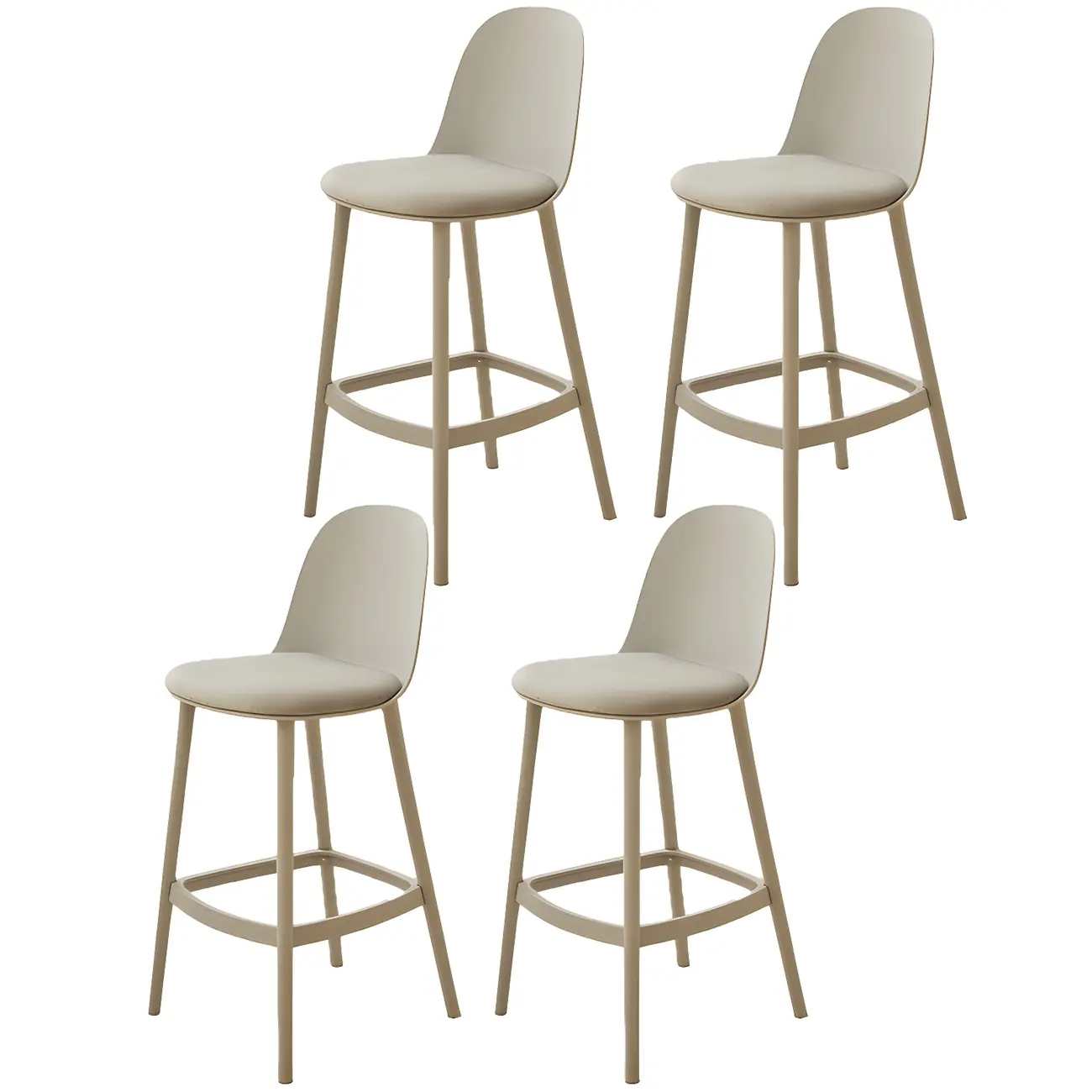 Modern Plastic Upholstered Bar Stool with Footrest