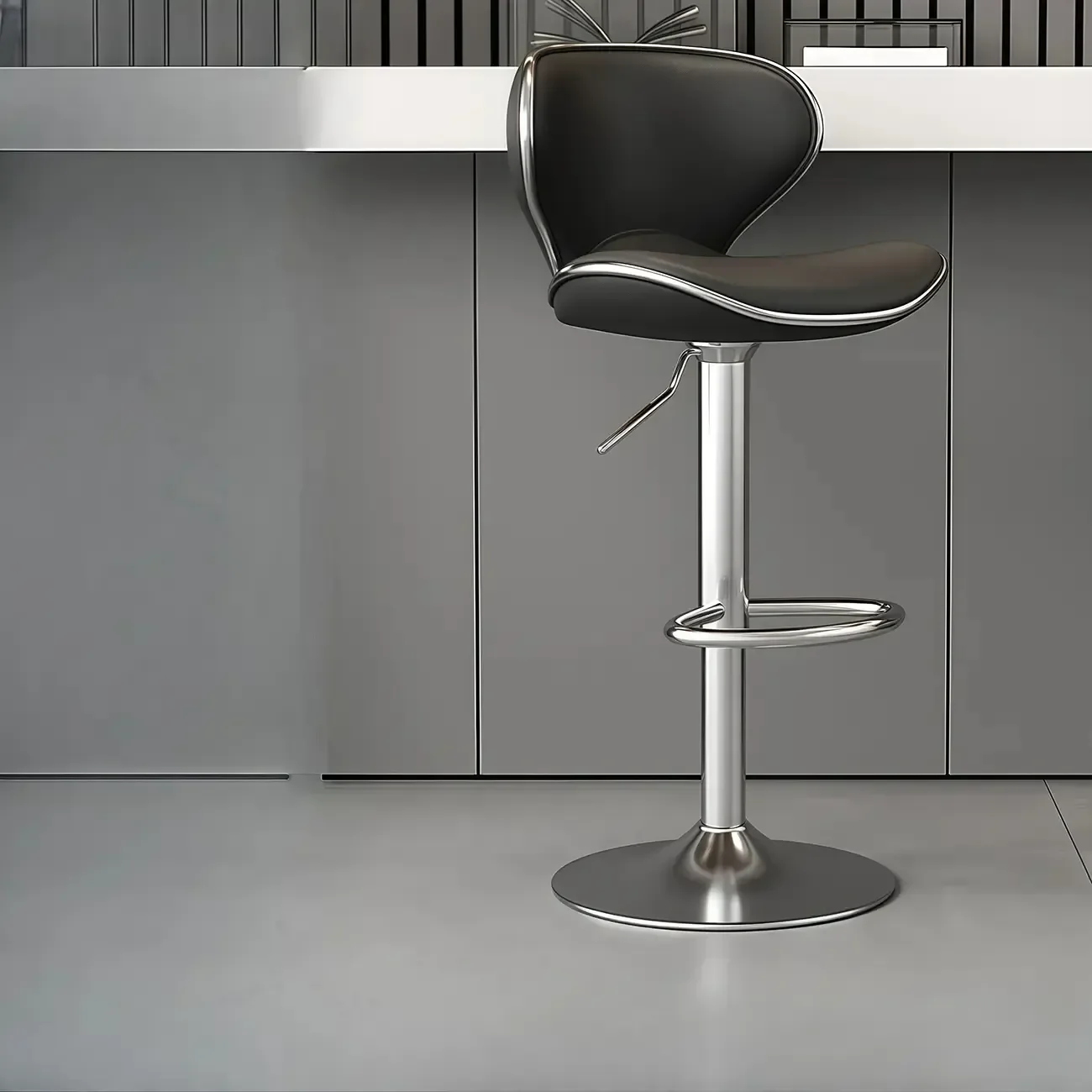 Leather Cushioned Saddle Swivel Adjustable Bar Stool