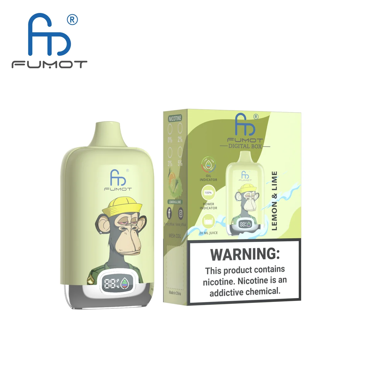 Fumot Digital Box 12000 Lemon & Lime – Einweg-Vape mit Einzelverpackung