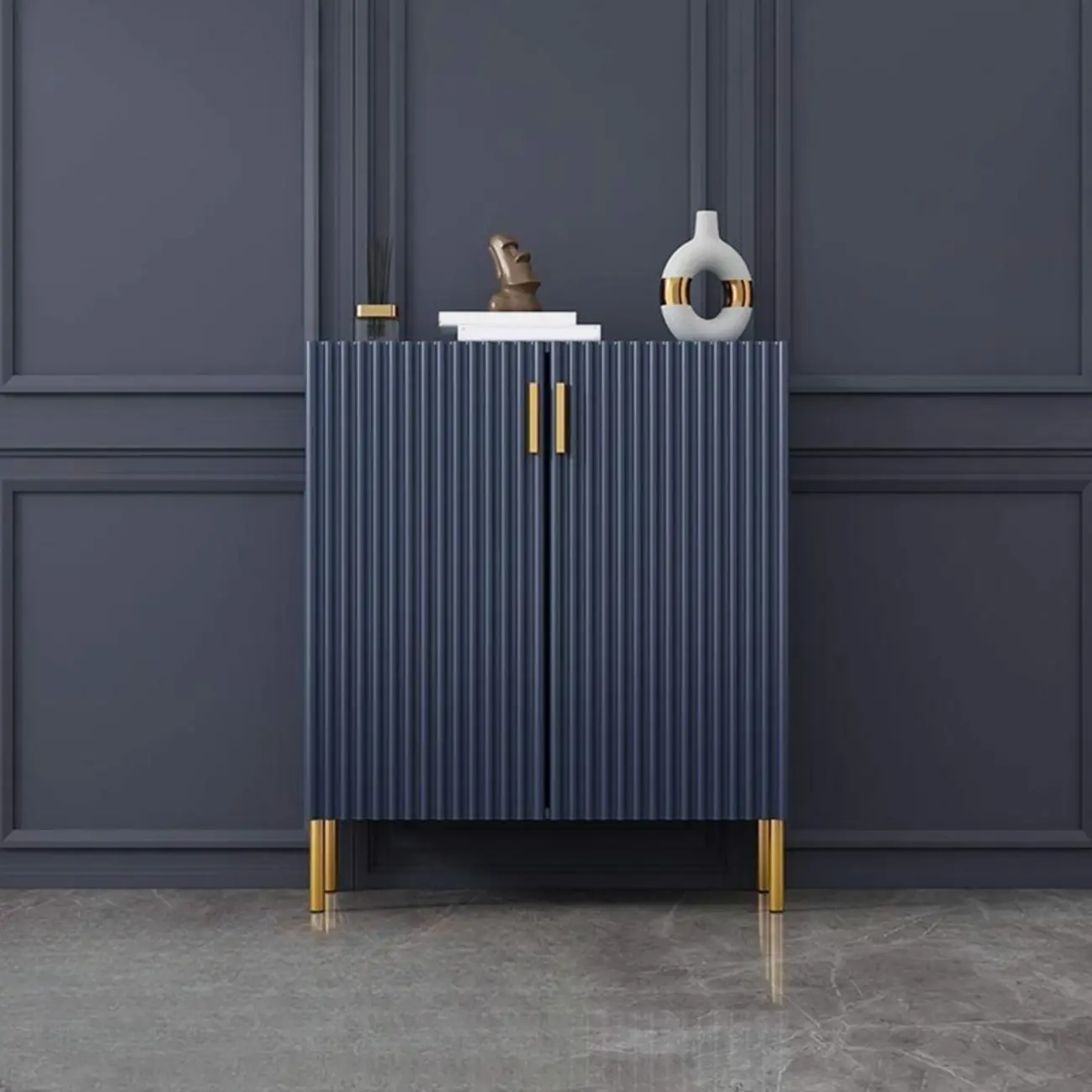 Glam Wooden Sideboard with Shelves and Cabinets