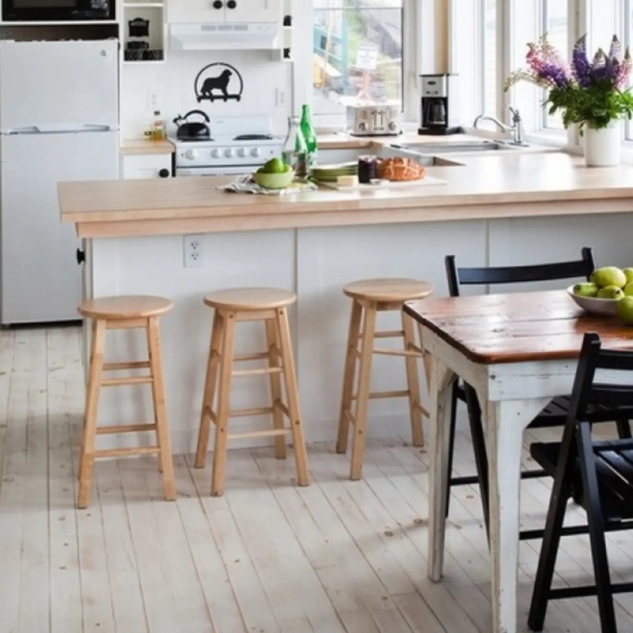 Counter Height Modern Wood Backless Bar Stools