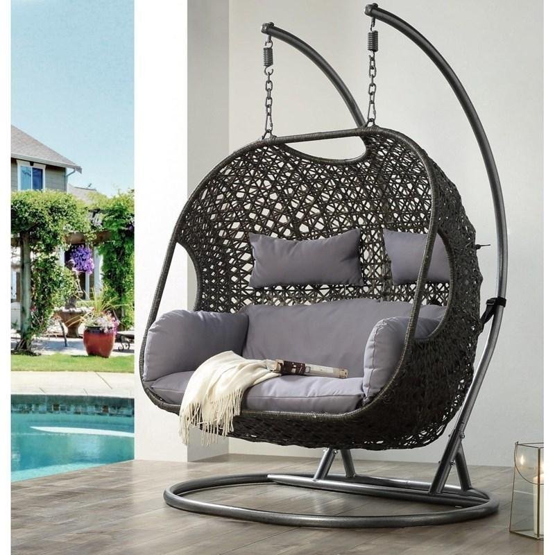 2023 Patio Wicker Swing Chair With Stand Rain Cover Included - Premium Quality Home Furniture | Kendale Furniture