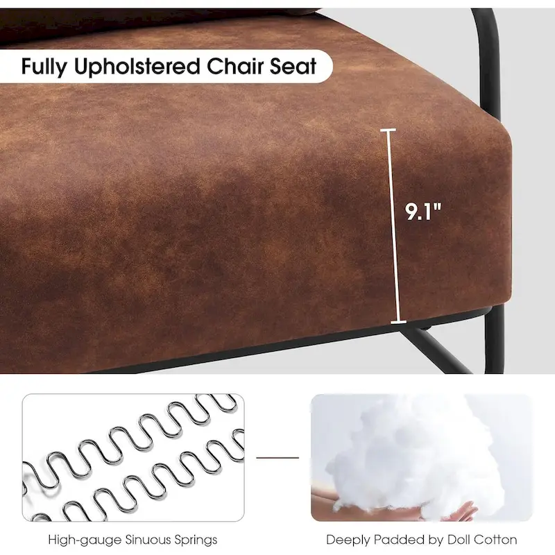 MCombo set of 2 Modern Accent Armchair with Steel Legs, Leathaire fabric HQ102