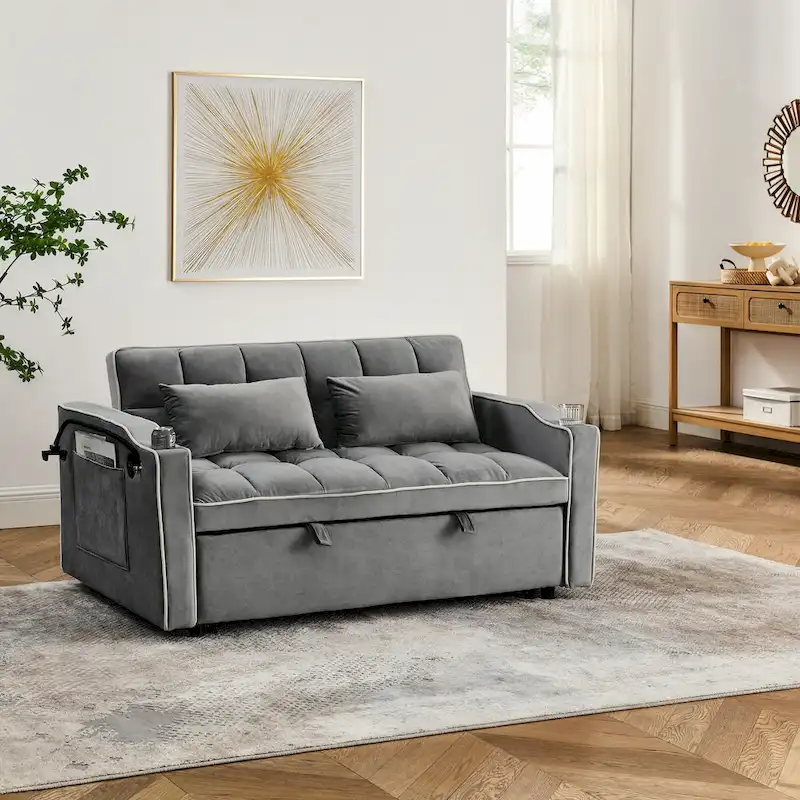 55.51 inch versatile foldable sofa bed in 3 lengths
