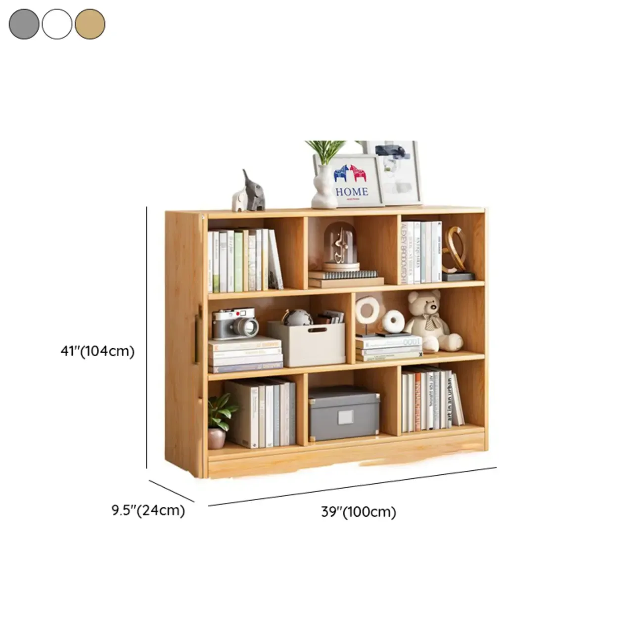 Simple Natural Finish Modular Vertical Wood Bookcase