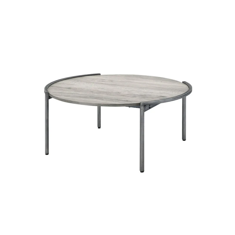 Rowland Urban Light Grey 37-inch Steel Round Coffee Table by Furniture of America