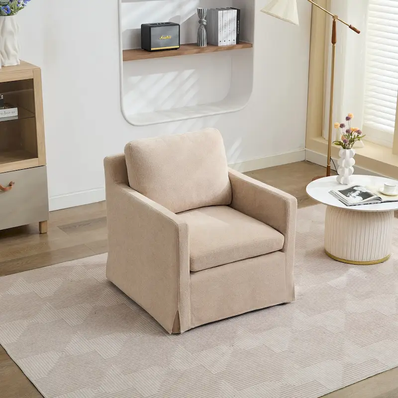 29.92 Chenille Swivel Accent Chair with Removable Cushion
