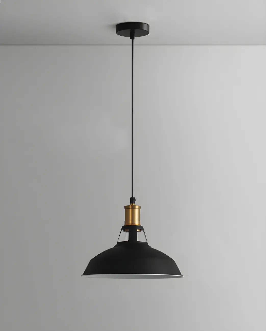 Industrial 1-Light Black Gold Iron Barn Pendant Light