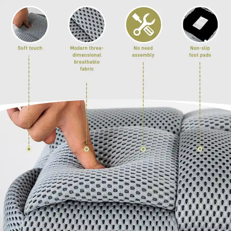 Modern 3D Breathable Fabric Large Ottoman Bench