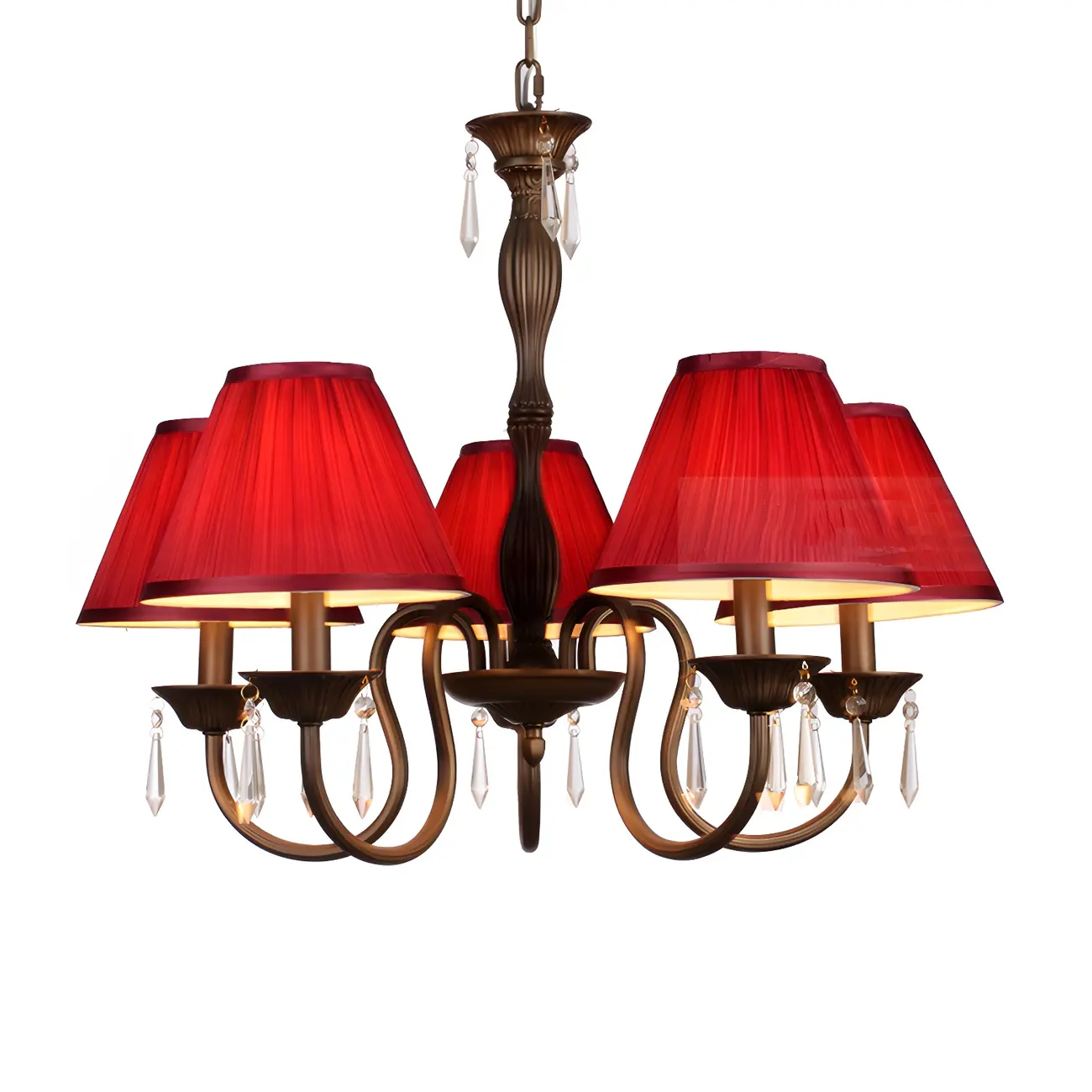 Adjustable Hanging 5-Light Down Shade Crystal Chandelier