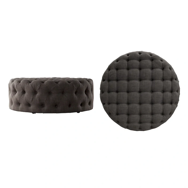 Gdansk Round Tufted Ottoman with Casters