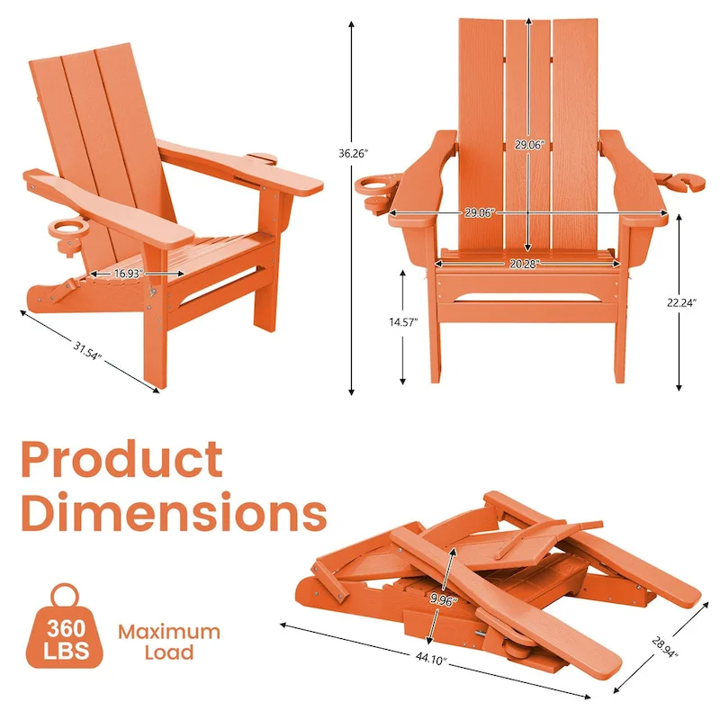 HDPE Modern All weather Adirondack Chairs with Cup-holders
