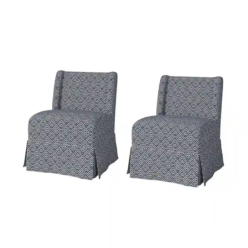 Falk Transitional Upholstered Slipper Chair with Slipcover and Solid Wood Legs Set of 2 by HULALA HOME