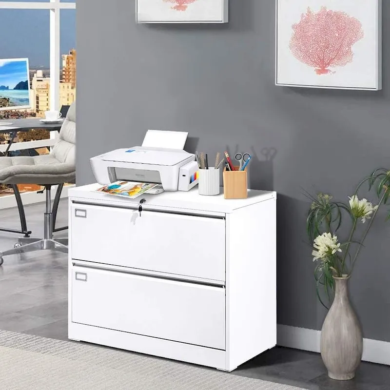 36W 2 Drawer Metal Lateral File Cabinet with Lock
