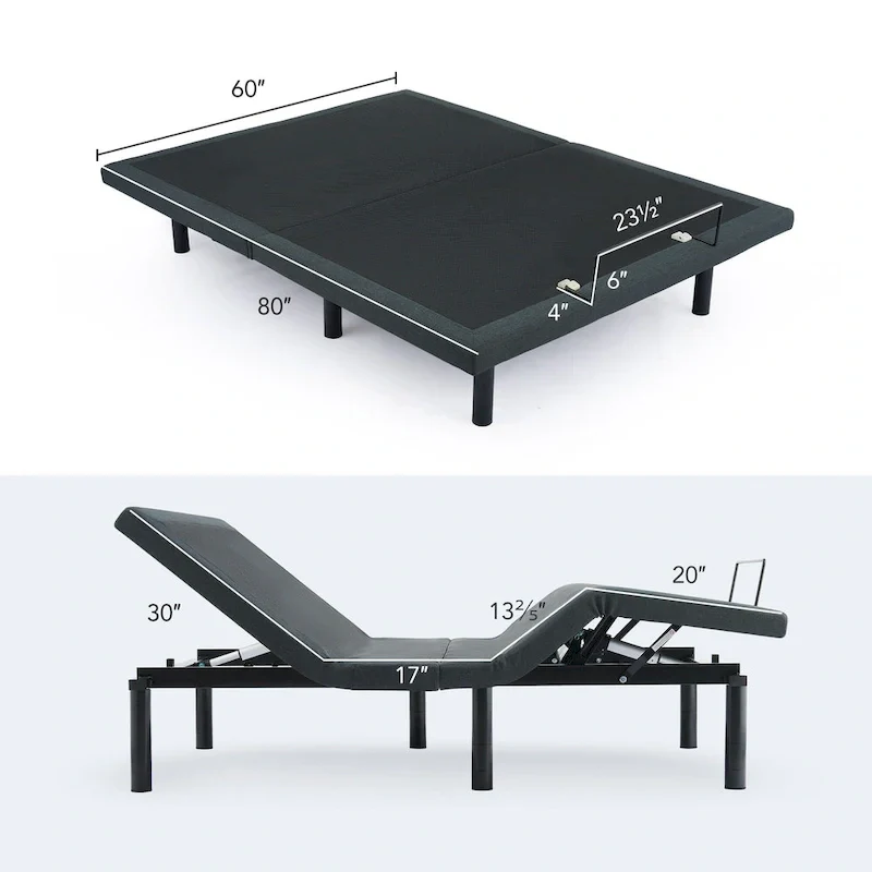 CO-Z Massaging Zero Gravity Adjustable Bed with Wireless Remote and Underbed Lighting