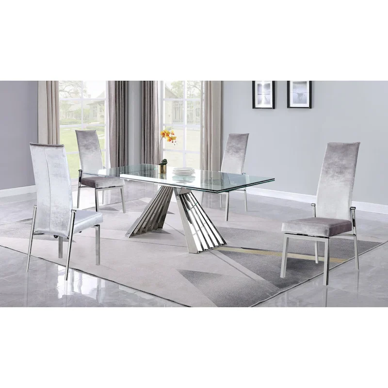 Somette Domino 5-Piece Dining Set with Gray Motion-back Chairs