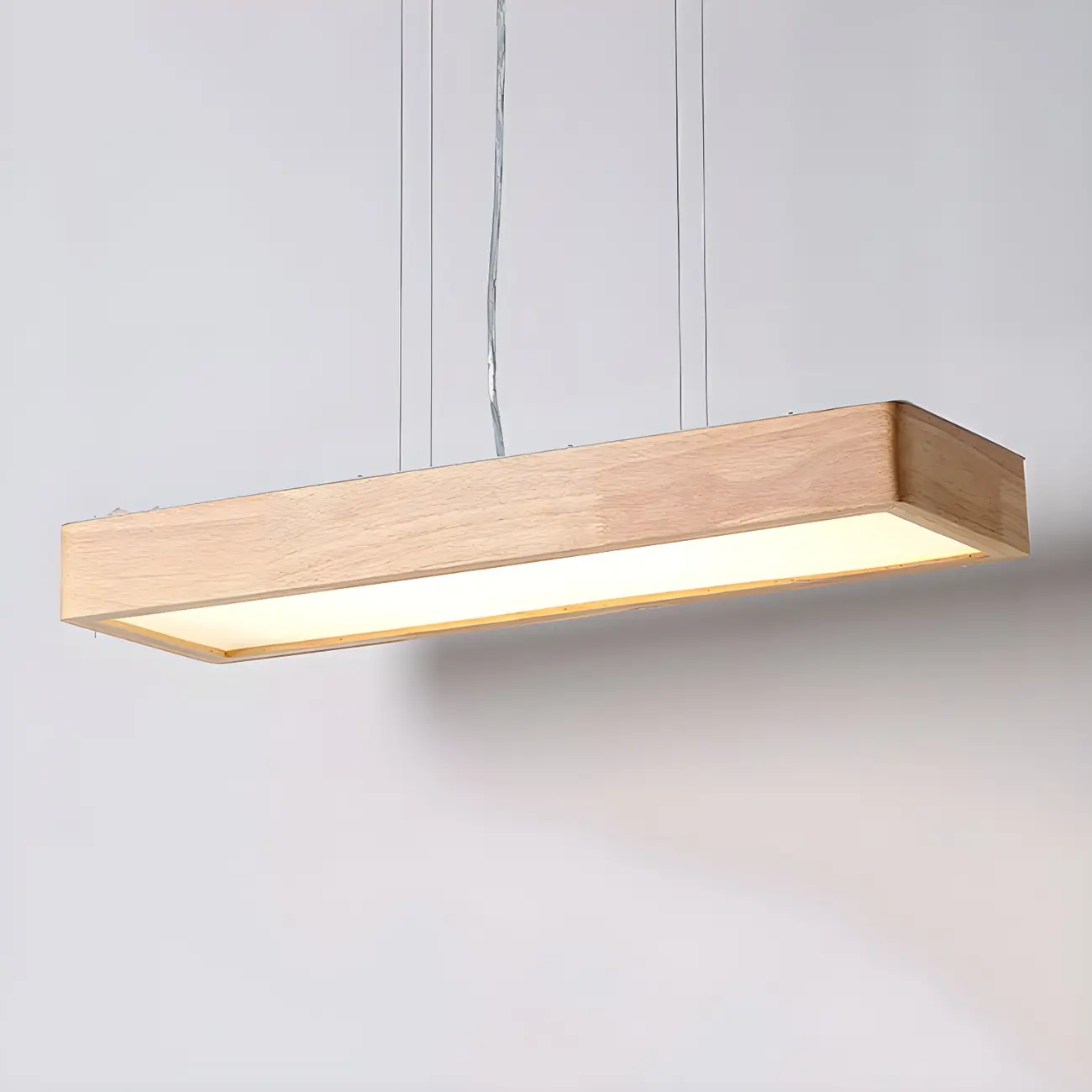 Natural Wood Dimming LED Rectangular Pendant Light