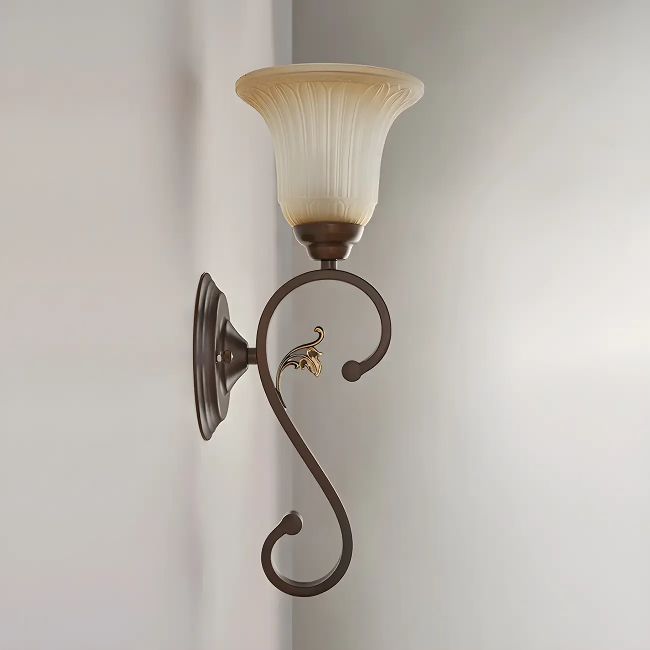 Modern Metal LED Wall Sconce Fixture with Glass Shade
