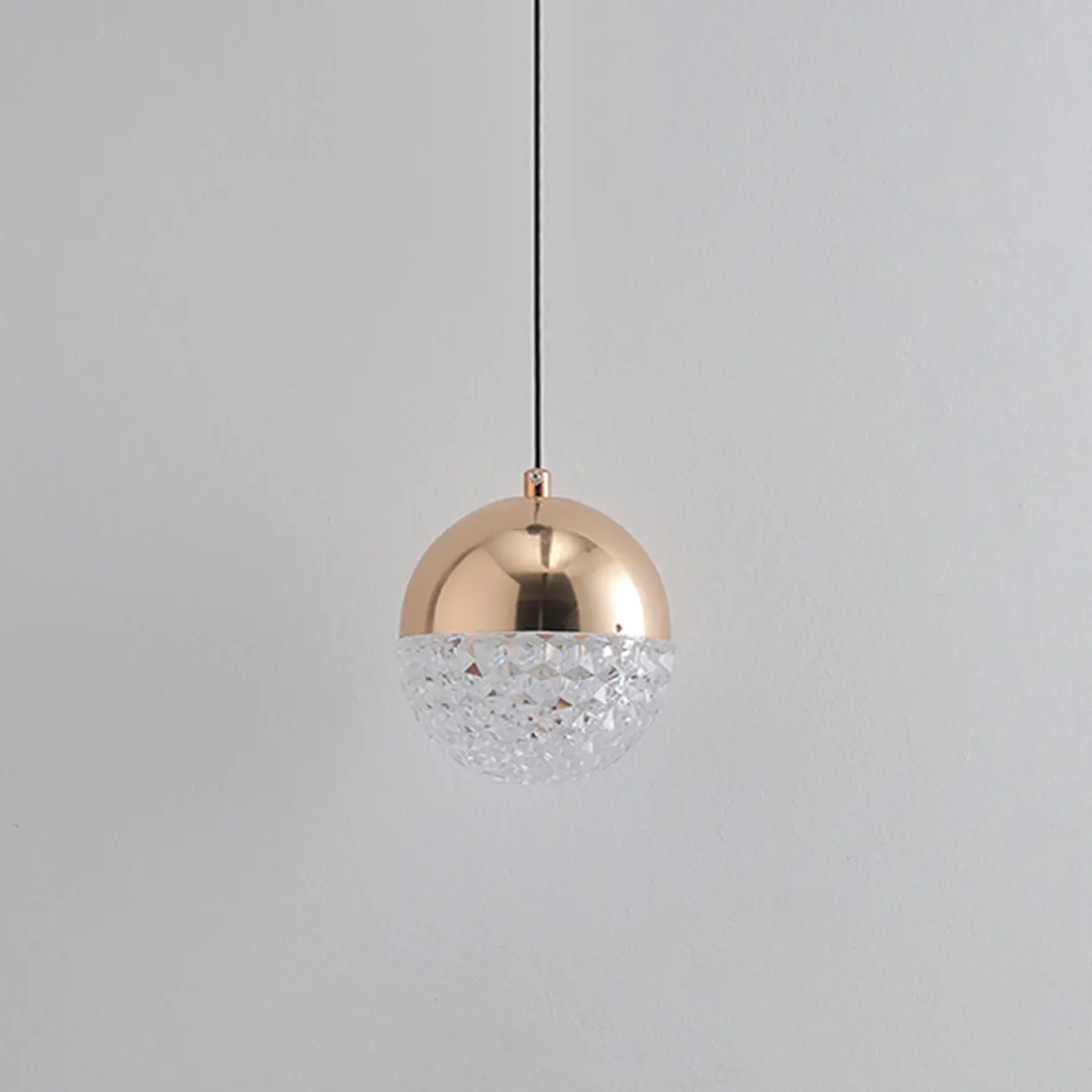 Modern Rose Gold Clear Globe Liftable Pendant Light