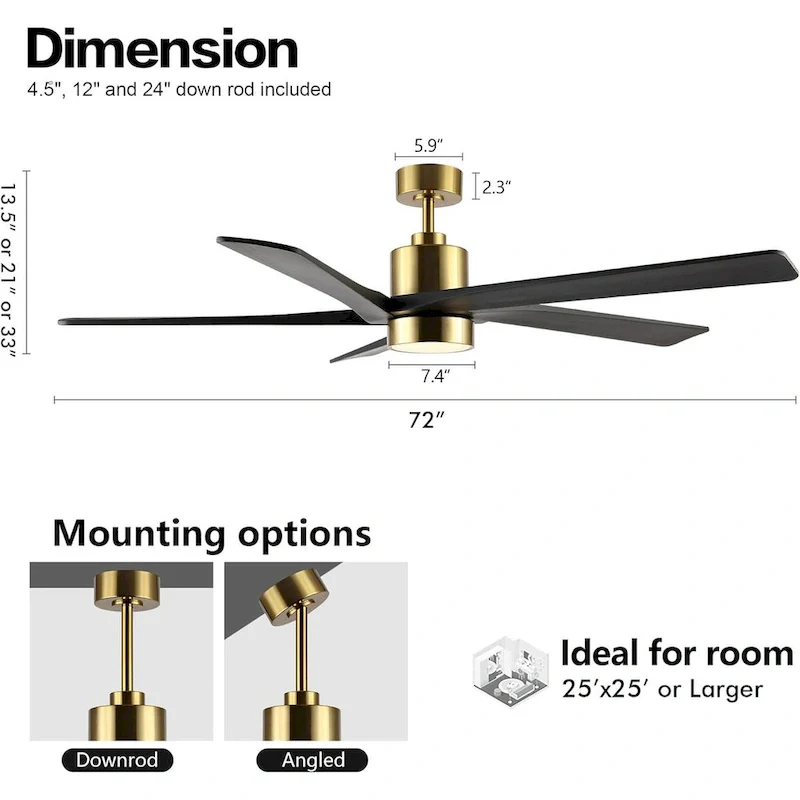 AeroBlade 72  5-Blade 6-Speed Ceiling Fan with LED Light