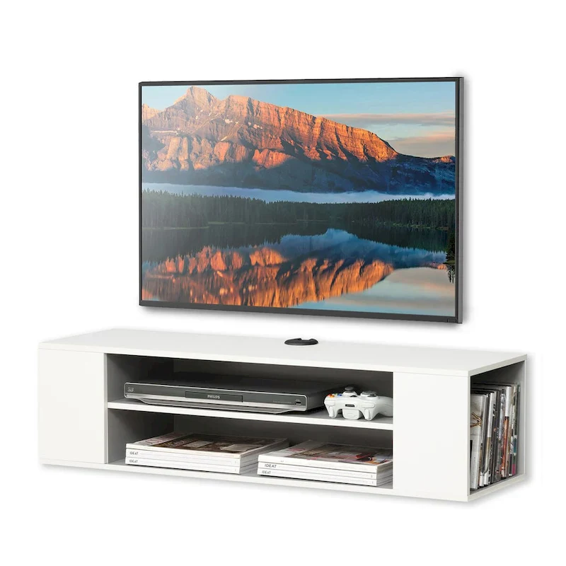 WAMPAT Floating TV Stand Shelf Wall Mounted Entertainment Center Floating Cabinet Media Hutch Under TV, 39 Inch