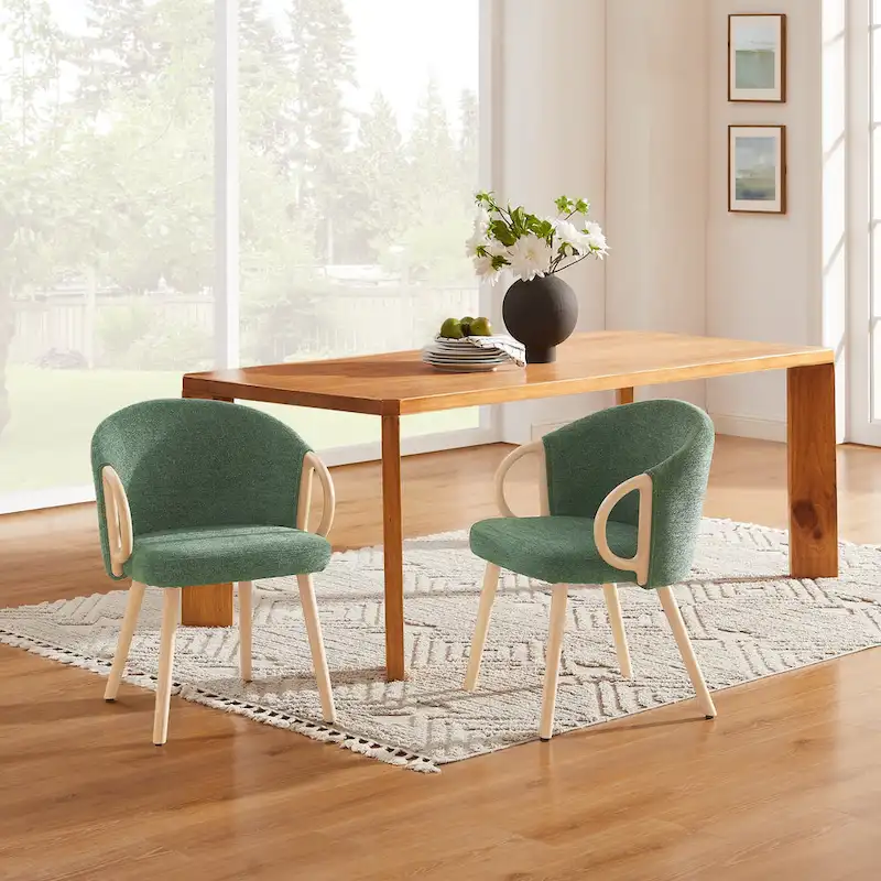 Art Leon Modern Fabric Accent Dining Wood Chair (Set of 2)