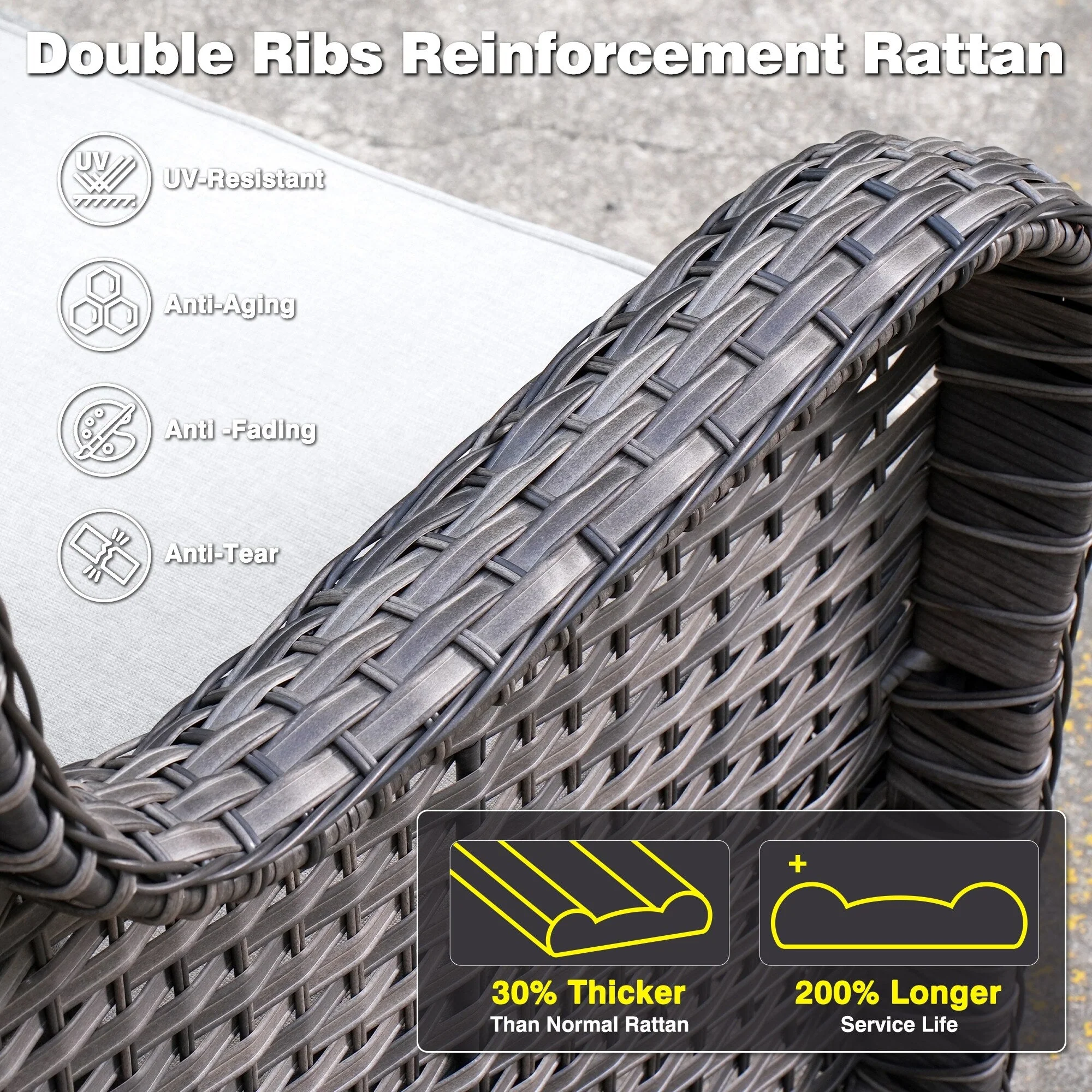 OVIOS 5-piece Patio Wicker High Back Conversation Set