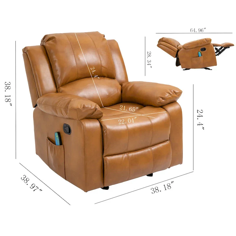 Clihome Faux Leather Recliner Chair with Massage